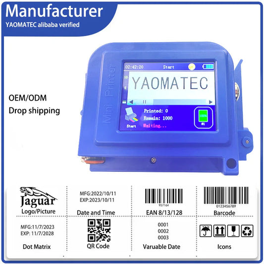 25 language 12.7mm mini portable printer QR Bar Batch Code Date Logo Expiry Label Portable Handheld Jet Thermal Inkjet Printer Elk-Valley 3D