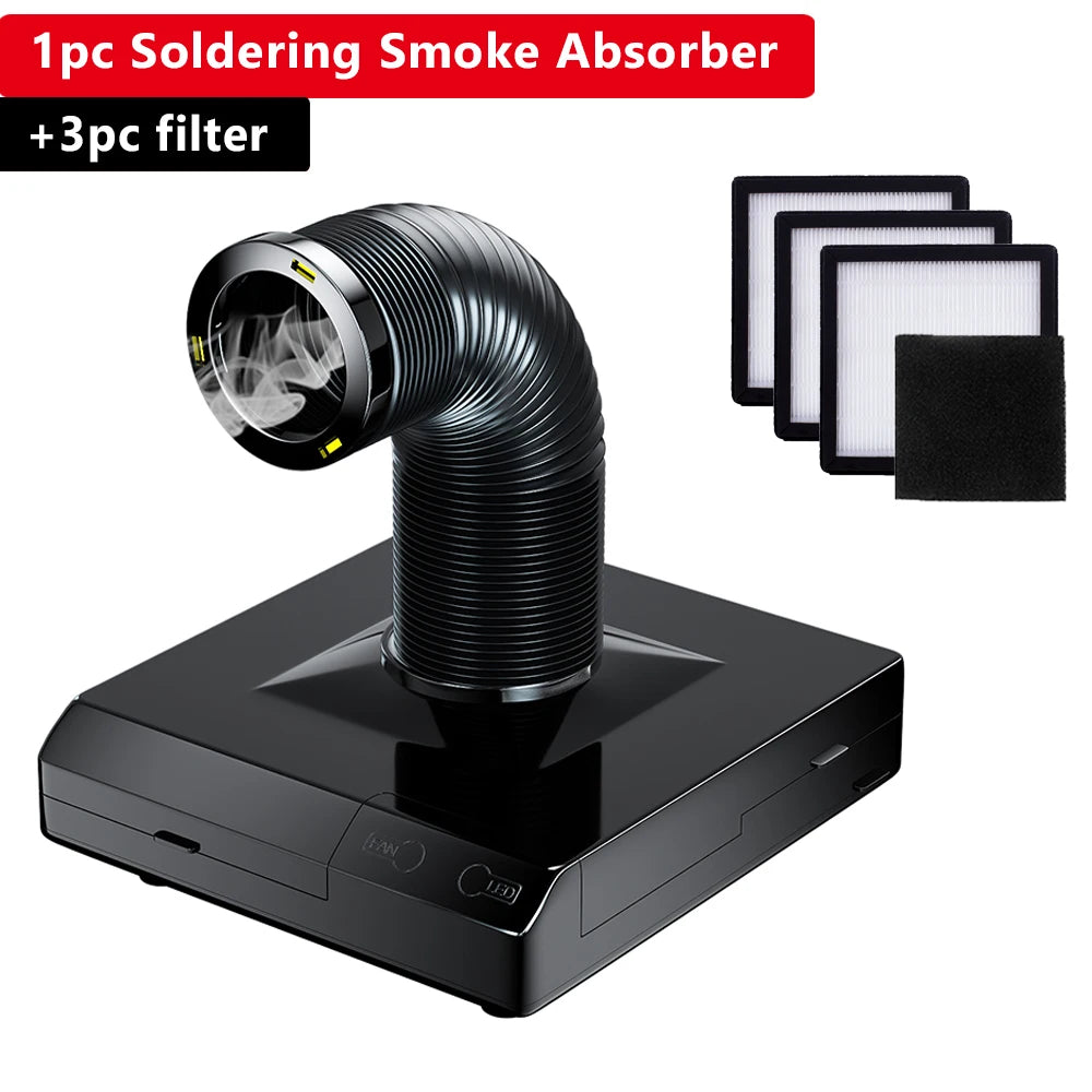 LUXIANZI Fume Extractor Smoking Instrument With LED Light 220v Activated Carbon filter Sponge Solder iron Smoke Absorber Elk-Valley 3D