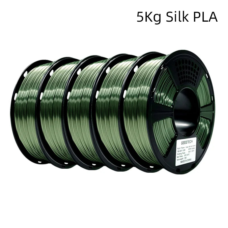 GEEETECH 5Rolls 3D Silk PLA Filament 1Kg/roll 1.75mm Spool Wire For 3D Printer Material,Vacuum packaging,Safety Elk-Valley 3D