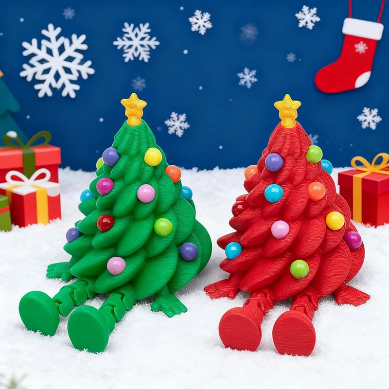 3D Printed Christmas Tree Movable Santa Claus Snowman Desktop Ornament New Year Christmas Decorations Crafts Children Gift Elk-Valley 3D