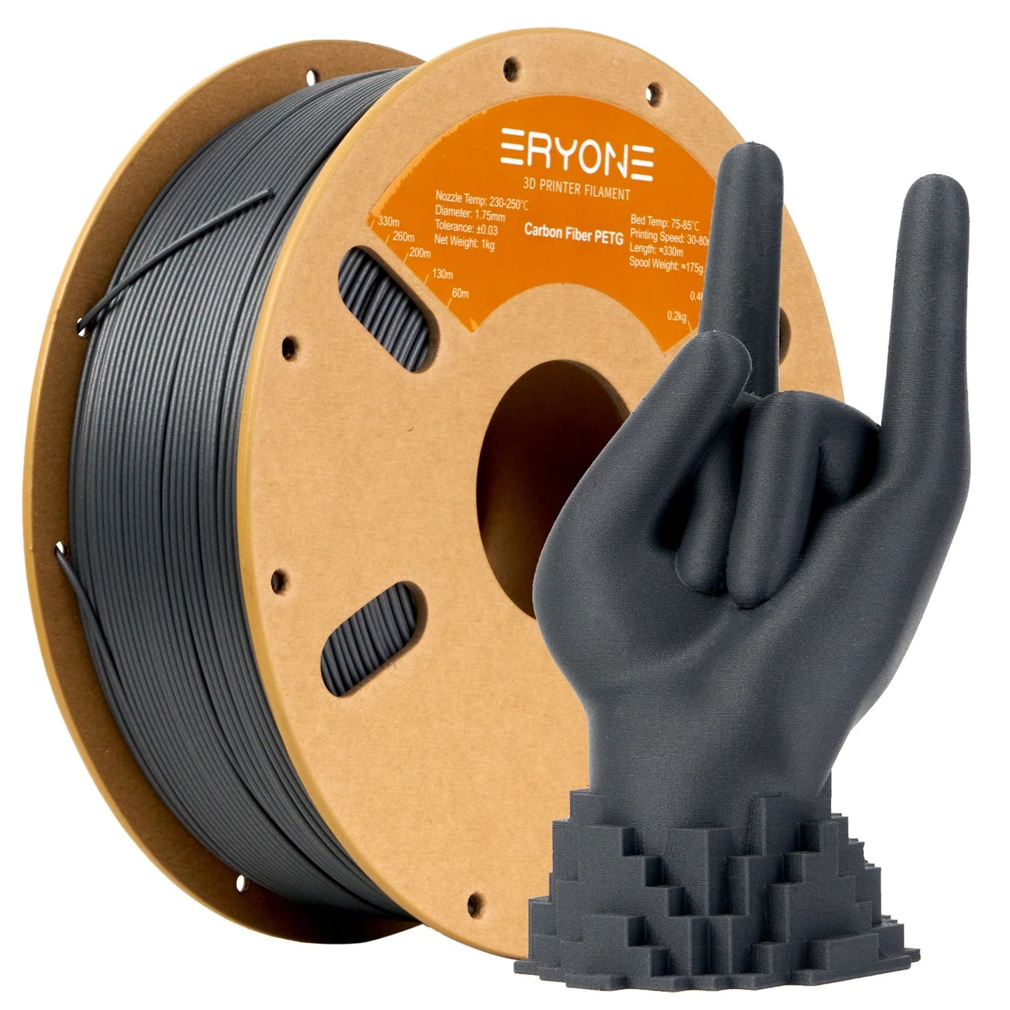 Eryone 1KG PETG Carbon Fiber Filament 1.75mm, 15% CF High Rigidity 3D Printer Filament, +/-0.03mm Elk-Valley 3D