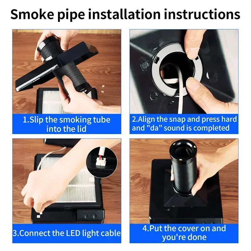 LUXIANZI Fume Extractor Smoking Instrument With LED Light 220v Activated Carbon filter Sponge Solder iron Smoke Absorber Elk-Valley 3D