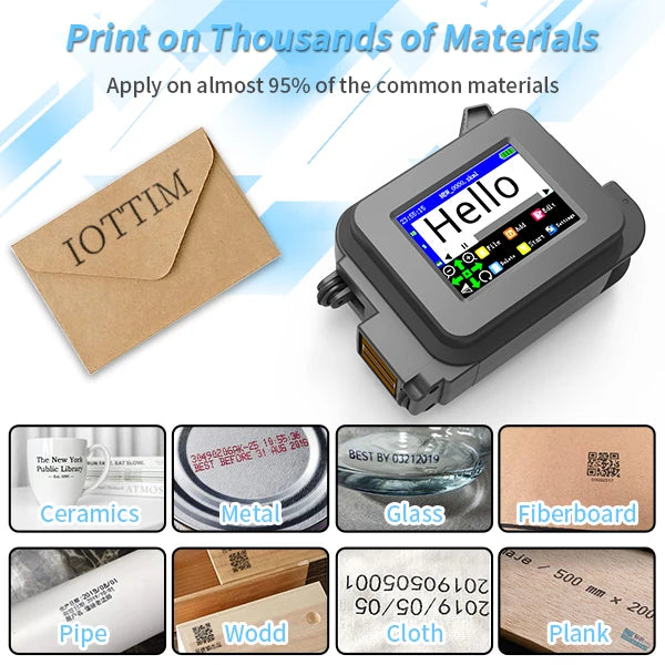 Iottim 12.7mm Mini Portable Inkjet Printer Small Business Date Label Printer QR code Logo Batch Number Elk-Valley 3D