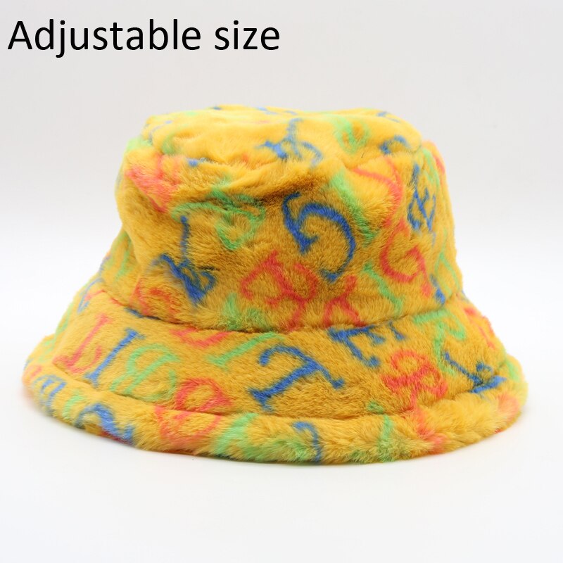 Winter Cow Leopard Faux Fur Fluffy Bucket Hats Women Outdoor Warm Sun Hat Soft Velvet Furry Fisherman Cap Girl Fashion Panama Elk-Valley 3D