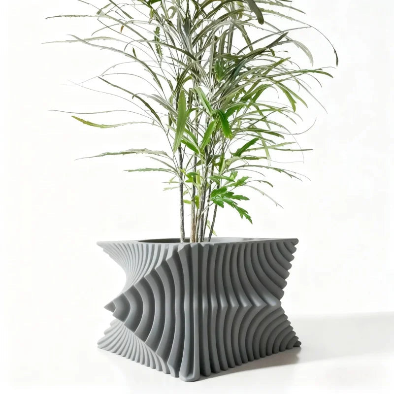 3D Printed Plant Pot Home Use Biodegradable Flower Pot Decorative  Stripe Flower Pot Desktop  Maceteras Decorations Interior Elk-Valley 3D