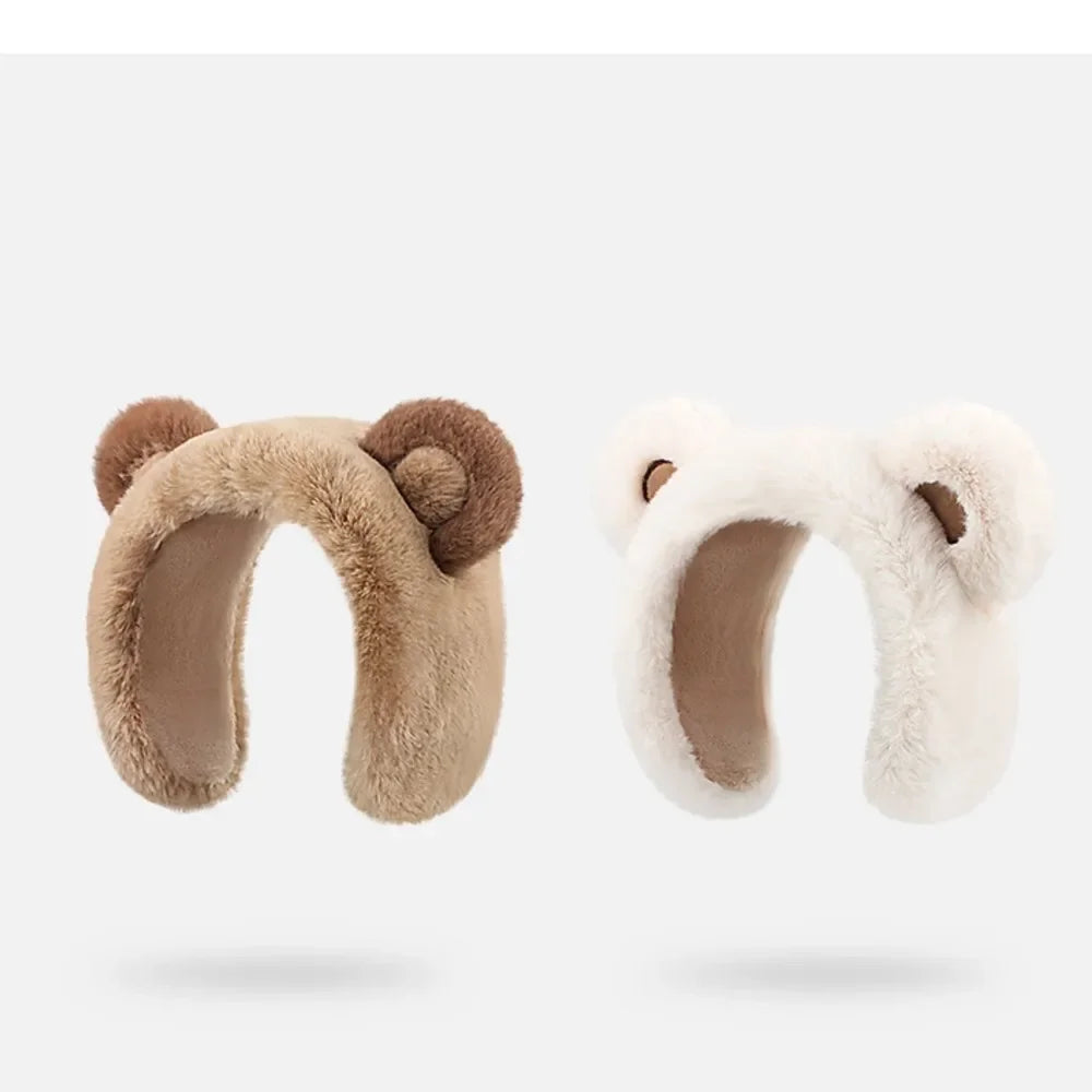 Winter Ear muffs Faux Fur Warm Earmuffs Cute Foldable Outdoor Ear Warmers For Women Girls Elk-Valley 3D