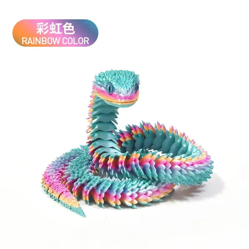3D Printed Snake Multi-Joint Rotatable Stereoscopic Snake Office Desktop Ornament Home Decor Animal Model Figurine Car Decor Elk-Valley 3D