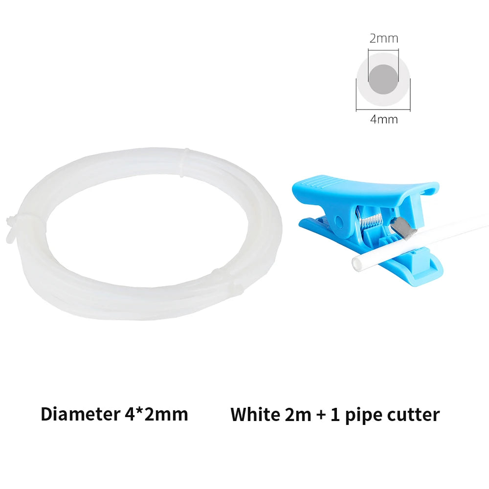 3D Printer  hotend Parts PTFE Tube Teflonto Pipe Bowden Extruder 1.75mm ID2mm OD4mm 1M 2M with Cutter and Cable tie White Black Elk-Valley 3D