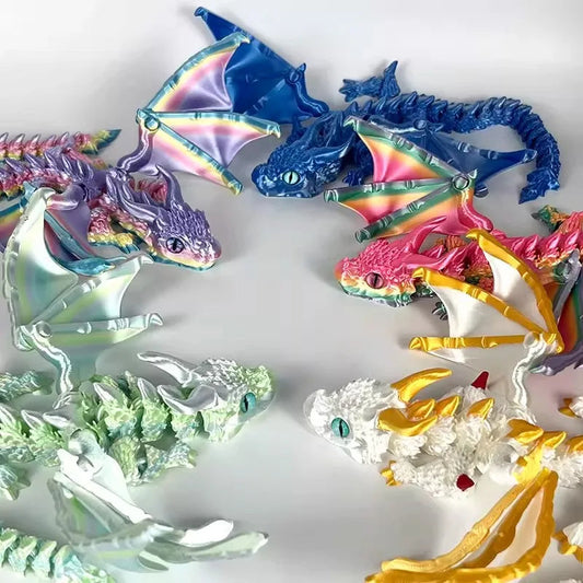 22-30CM 3D Printed Simulated Eyes Flying Dragon Baby Ornaments Joints Can Move Dragon Rockery Fish Tank Landscaping Decoration Elk-Valley 3D