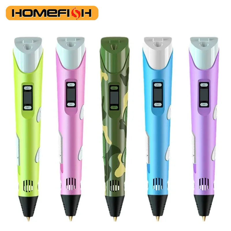 HOMEFISH Electronic 3D Printing Pen with 9M PLA Consumables High-Temperature 3D Graffiti Tool Intelligent Toy Gift Elk-Valley 3D