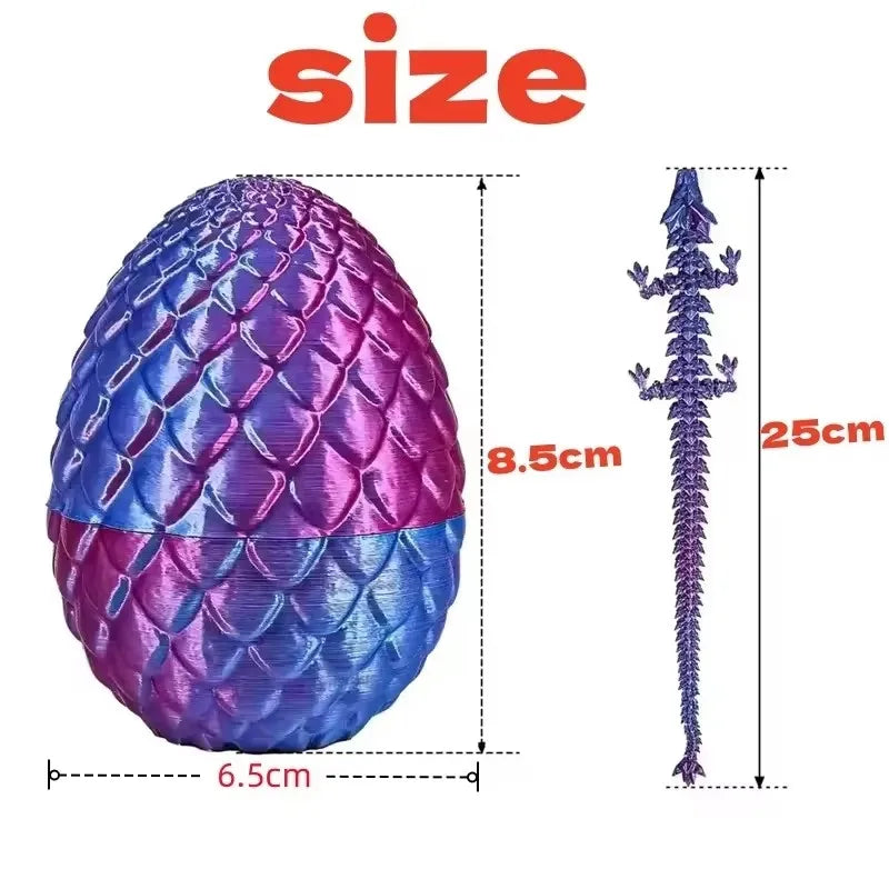 1 Set 3D Printed Dragon Egg Ornamental Toy Joint Activity Model Stress Relief Fidget Toys Gift for Kids Adults Home Office Decor Elk-Valley 3D