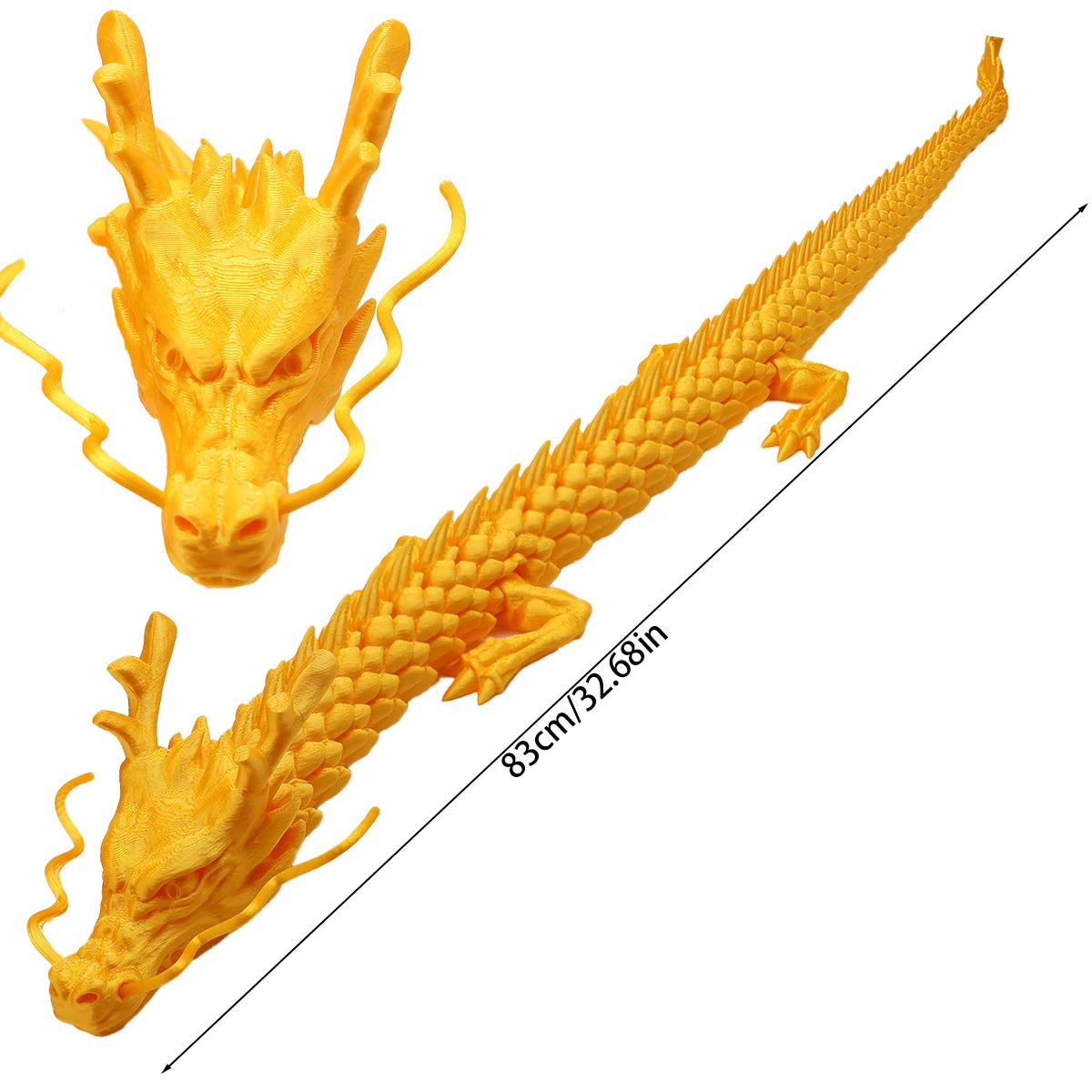 Oversized Golden Dragon Statue,  Exquisite Mythical Creature Decoration, Ideal for Home, Office, Collection, Gift, and Ornament Elk-Valley 3D