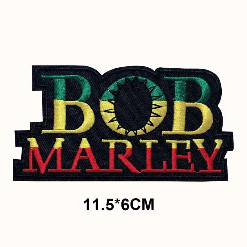 5PCS/ Text Clothing Stickers Fabric Applique Embroidery Iron On Patches,Punk Rock Music Band Badges Clothes Striped Sewing Patch Elk-Valley 3D