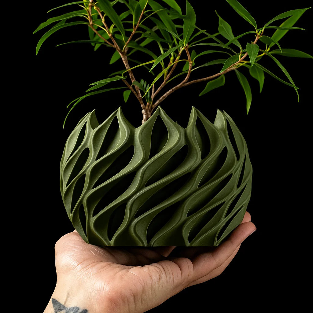 3D Printed Flower Pot, Biodegradable Texture Design - Modern Planters for Indoor Outdoor, Gardening Decor, Macetas para Plantas Elk-Valley 3D