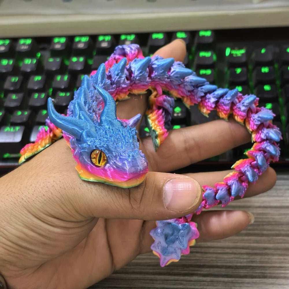 22-30CM 3D Printed Simulated Eyes Flying Dragon Baby Ornaments Joints Can Move Dragon Rockery Fish Tank Landscaping Decoration Elk-Valley 3D
