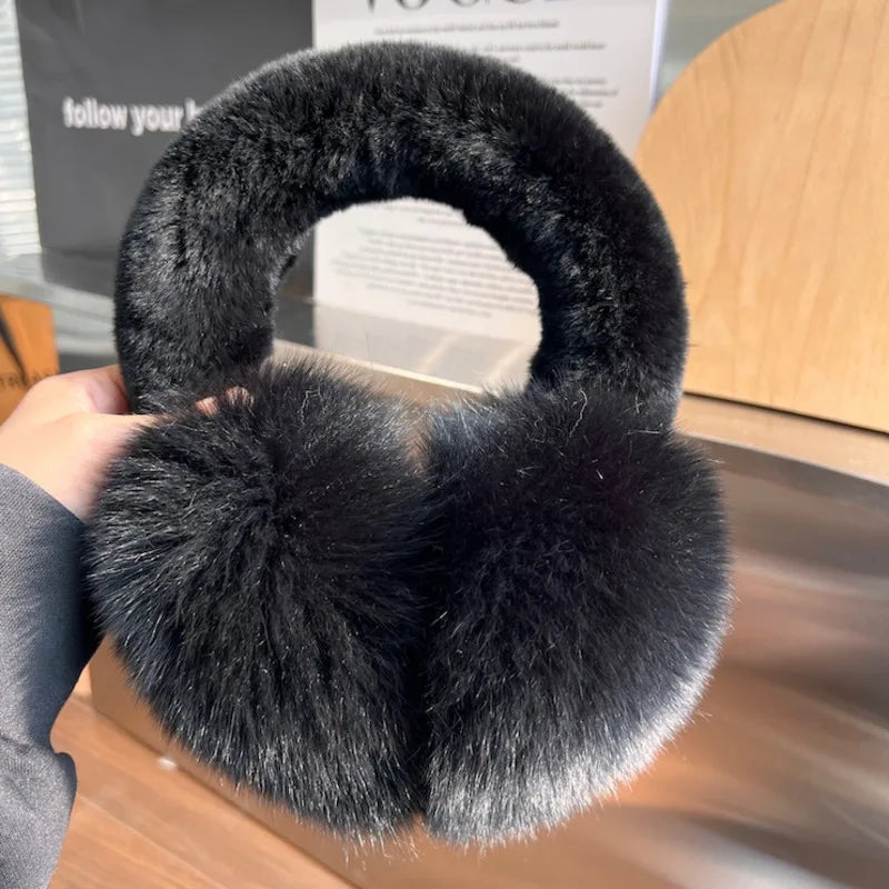 Real Fox Ear Muffs For Women Winter Thick Warm Ear Covers Plush Ear Muffs For Riding outdoor Female Ear Protection Anti-Freeze Elk-Valley 3D