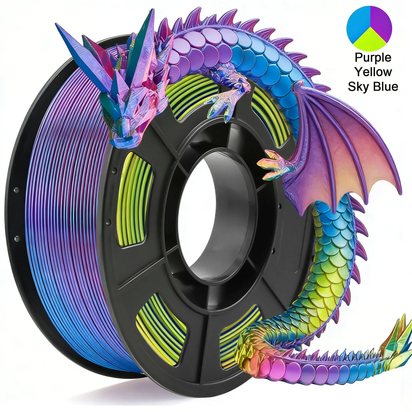 Tricolor Silk PLA 3D Printer Filament 1.75mm 250g(0.55lbs) Spool, High Precision Printing Material for Most FDM 3D Printers Elk-Valley 3D