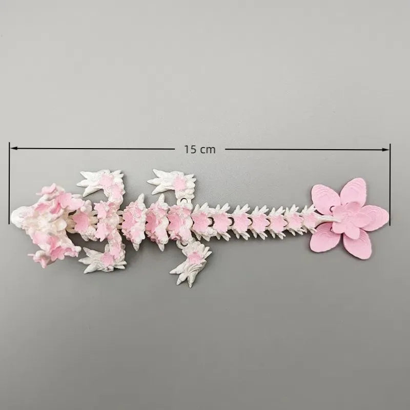 3D Printed Love Cherry Blossom Dragon Ornament Joint Mobility Simulated Dragon Model Landscape Craft Home Desktop Decorations Elk-Valley 3D