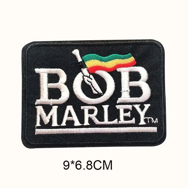 5PCS/ Text Clothing Stickers Fabric Applique Embroidery Iron On Patches,Punk Rock Music Band Badges Clothes Striped Sewing Patch Elk-Valley 3D