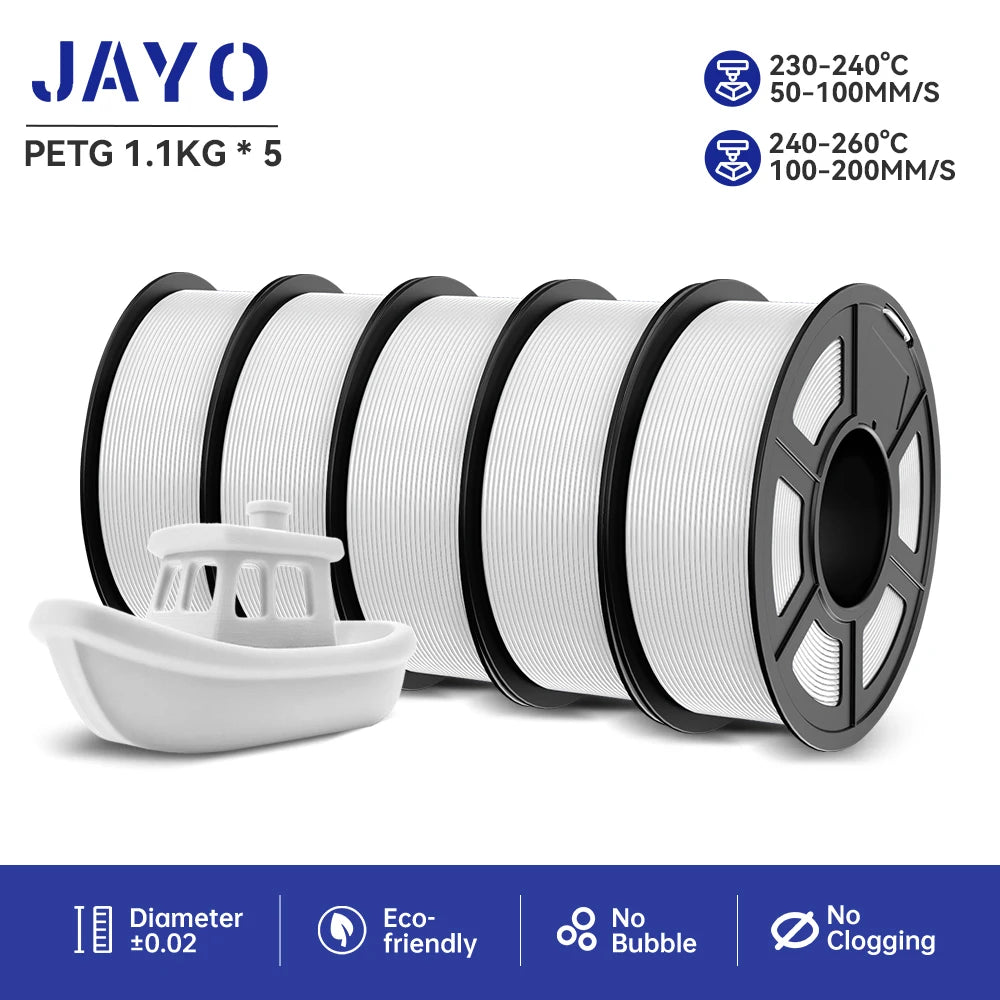 JAYO petg 3d printer filaments PETG 5Rolls 1.75mm Mixed Color Bubble Free FDM 3D Printer Material for 3d pen refill 1.1kg/1rolls Elk-Valley 3D