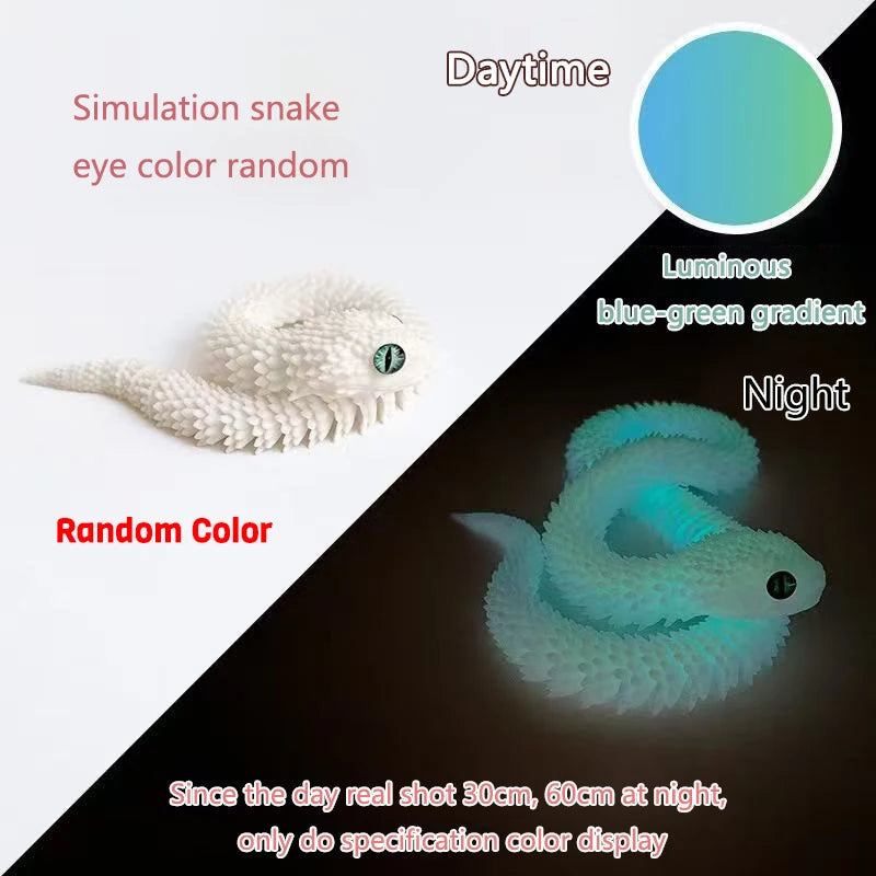 2026 New 3D Printed Snake Realistic Snake Statue Movable Joint Fidget Toys Simulation Snake Year Desk Ornament Animal Model Gift Elk-Valley 3D