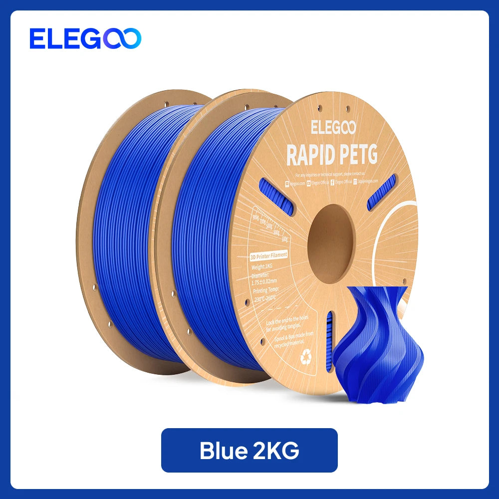 ELEGOO Rapid PETG Filament 1.75mm 1KG,High Speed 30-600mm/s 3D Printer Filament 1kg Fits for Most FDM 3D Printers Elk-Valley 3D
