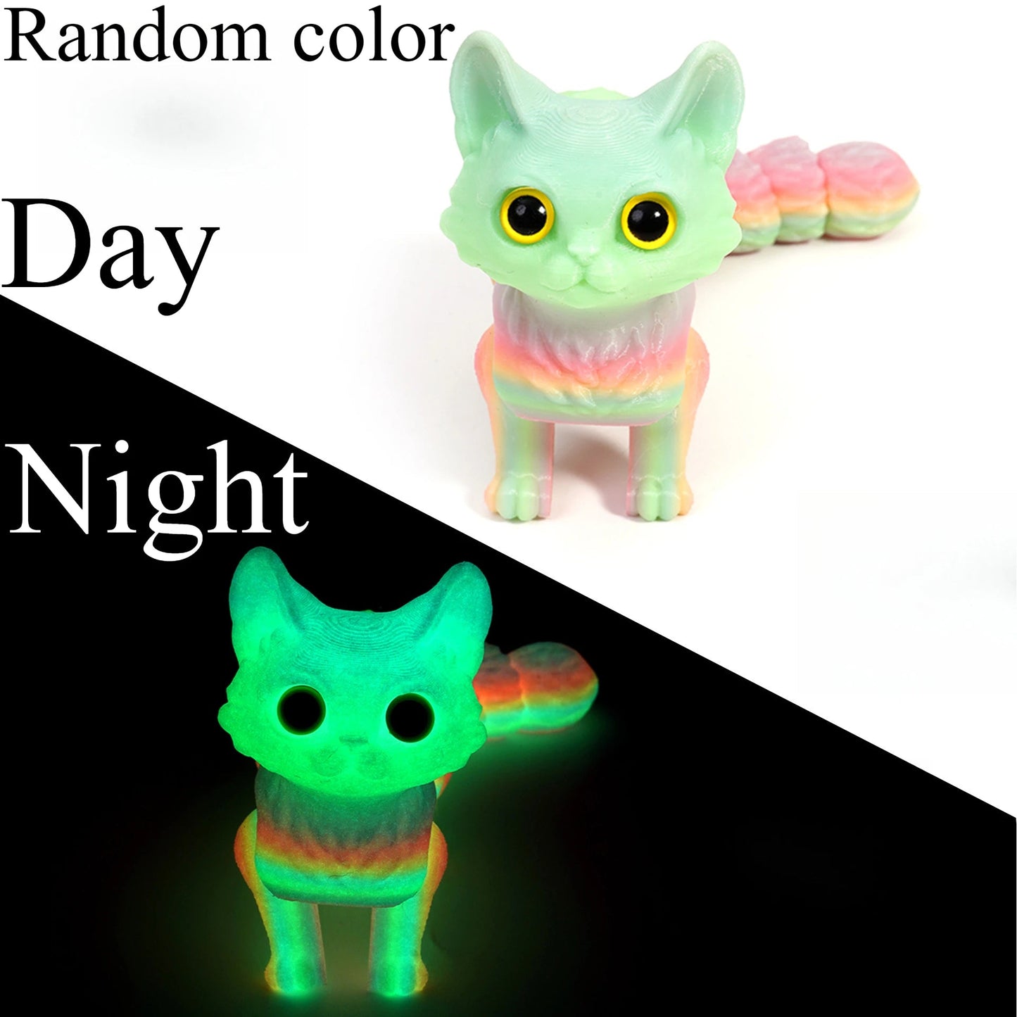 3D Printed Cute Cats Tail Joint Movable Kawaii Kitten Ornament Room Decor Car Decorations Desktop Decorations Gifts To Friends Elk-Valley 3D