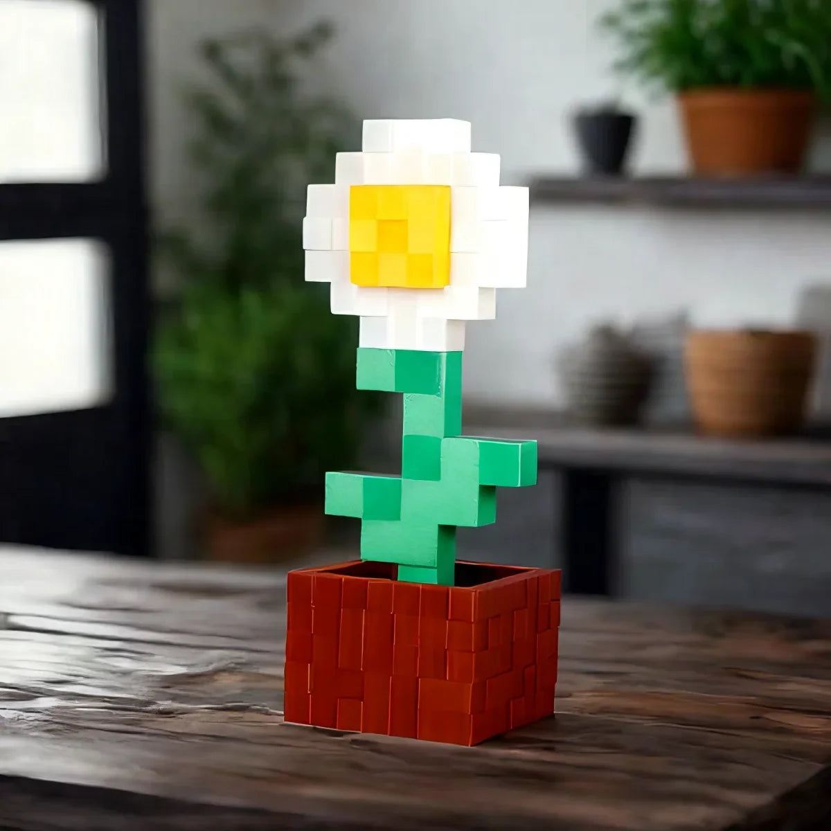 3D Printed Pixel - style Small Flower Decoration - Creative Cube Shape, a New Favorite for Desk Decoration Elk-Valley 3D