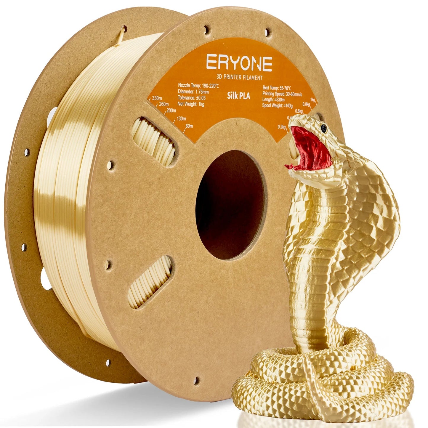 ERYONE 1KG Silk PLA 3D Printer Filament 1.75mm, Premium Silk Shiny Finish Single Color, Glossy Smooth Surface 1kg Spool Elk-Valley 3D