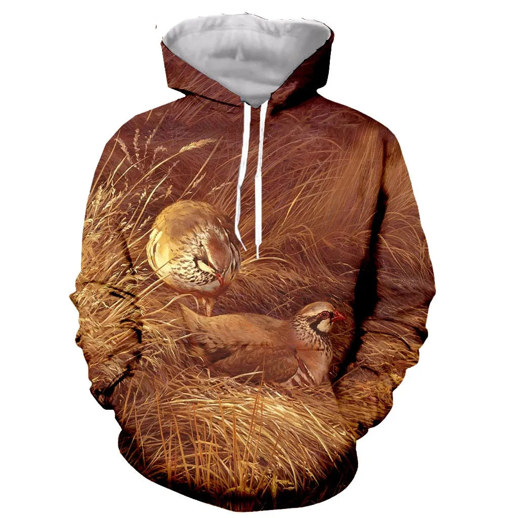 2022 Spring and Autumn 3D Printing Men's Women's Hoodie Hunting Suit Partridge Long Sleeve Fashion XL Pullover Camouflage Elk-Valley 3D