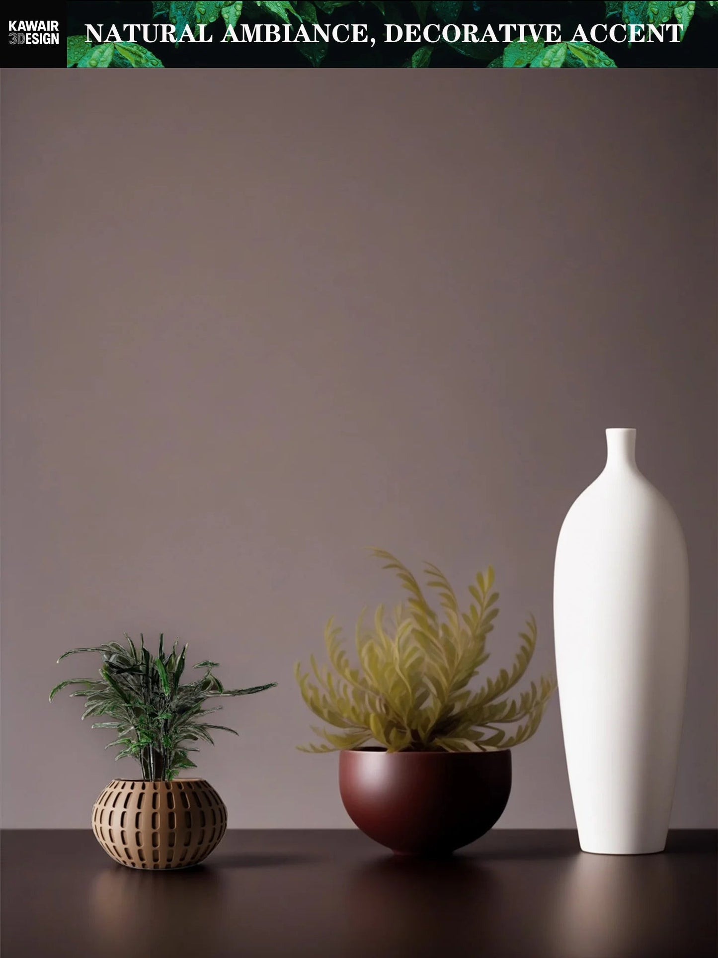 3D Printed Flower Pot Square Line Texture Rhombus Accent Strong Design Sense Home Decor Eco-Friendly Elk-Valley 3D