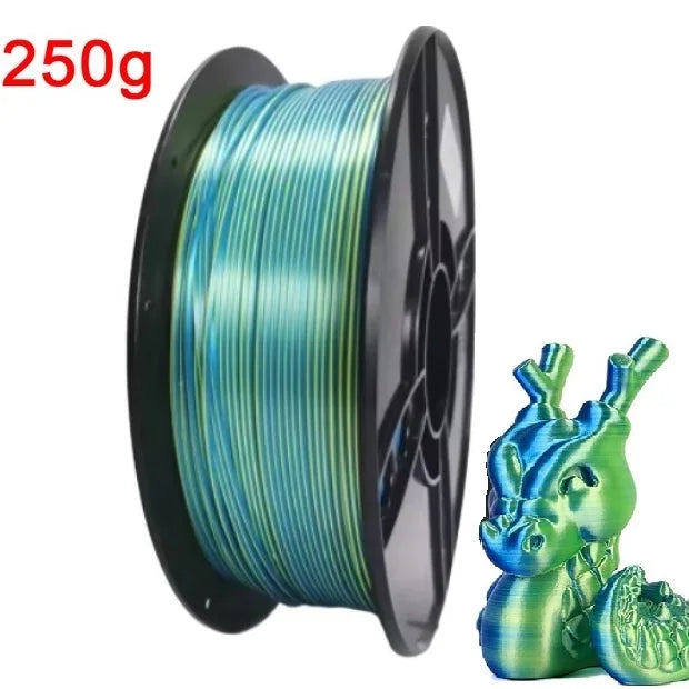 Dual Color Filament Silk PLA 1.75mm 1kg 500g 250g 3D Printer Plastic Material Two Colors Filament PLA Black Red Green Bundle New Elk-Valley 3D