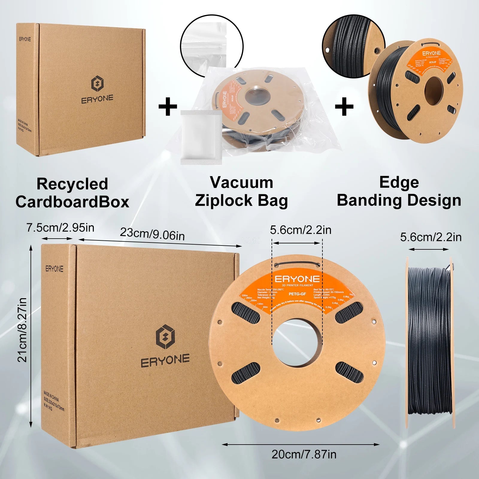 ERYONE 1/5KG  PETG Glass Fiber Filament 1.75mm +/- 0.03mm, 3D Printing Filament PETG GF, 1kg (2.2 LBS)/Spool Elk-Valley 3D
