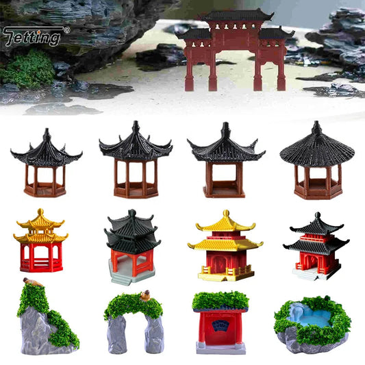 Miniature Archway Statue Ancient Building Model Japanese Garden Decor Fish Tank Decor Memorial Gate Mini Aquarium Decorations Elk-Valley 3D