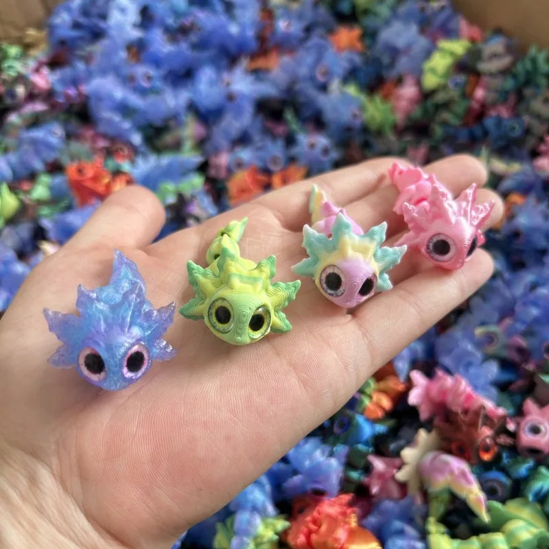 10Pcs Mini Salamander Baby 3D Printed Toys Joints Movable Simulation Small Salamander Baby Realistic Eyes Mini Toy Holiday Gifts Elk-Valley 3D