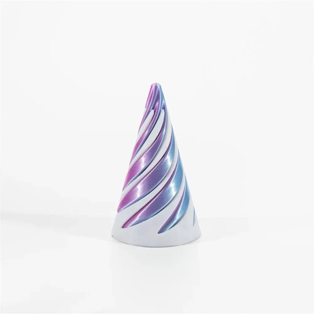 3D Printed Spiral Cone Toy Impossible Pyramid Passthrough Sculpture Pass Through Pyramid Toy Mini Vortex Thread Illusion Elk-Valley 3D