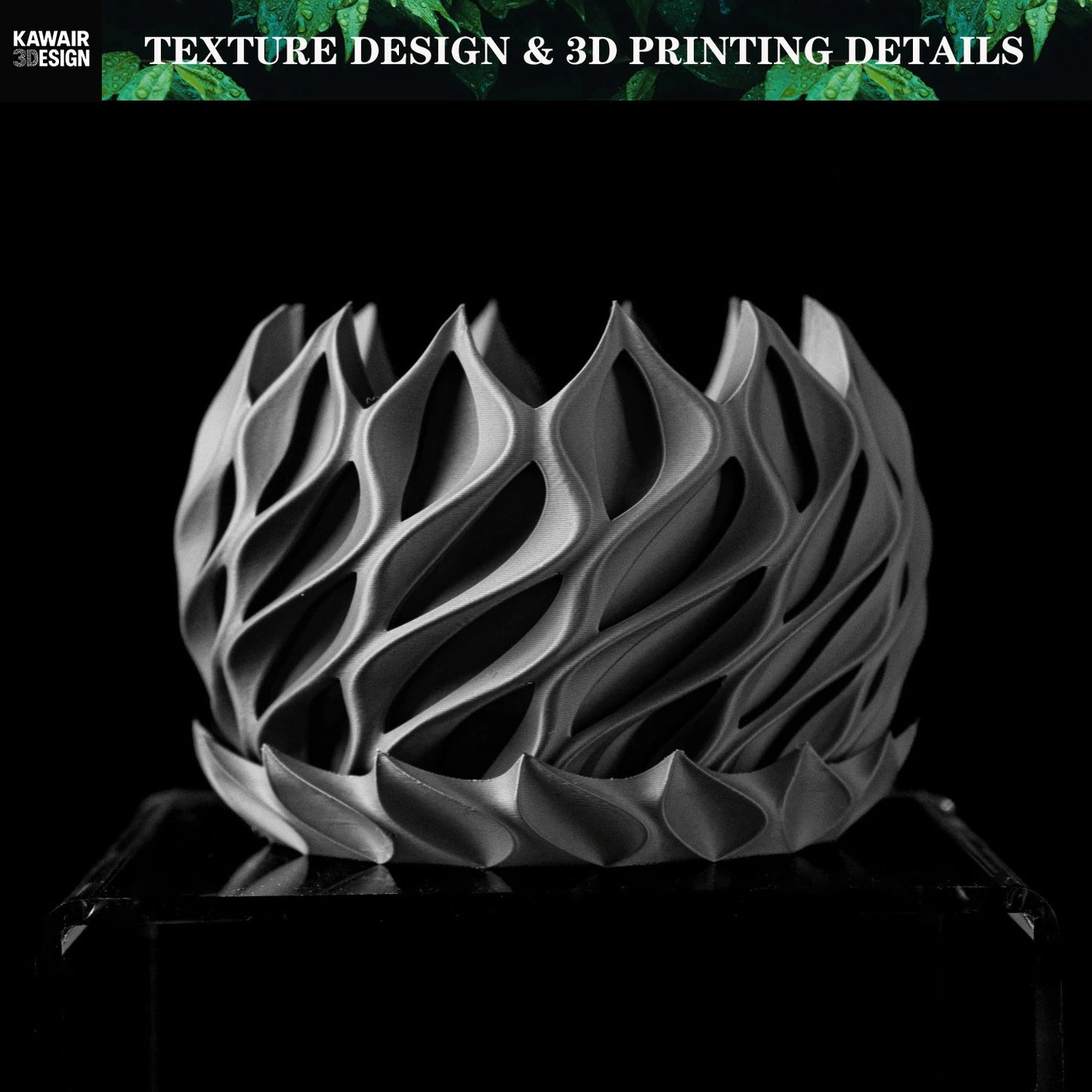 3D Printed Flower Pot, Biodegradable Texture Design - Modern Planters for Indoor Outdoor, Gardening Decor, Macetas para Plantas Elk-Valley 3D