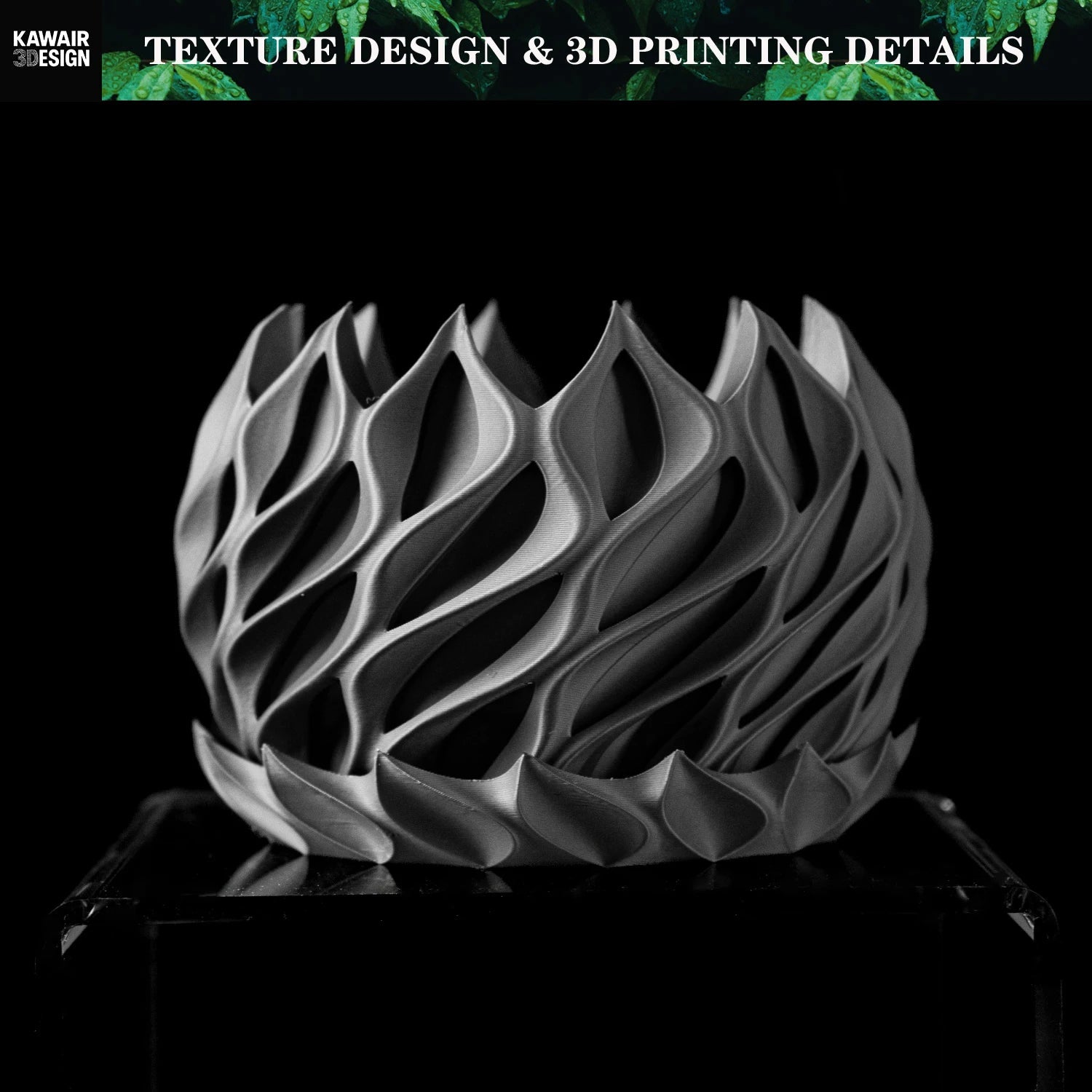 3D Printed Flower Pot, Biodegradable Texture Design - Modern Planters for Indoor Outdoor, Gardening Decor, Macetas para Plantas Elk-Valley 3D