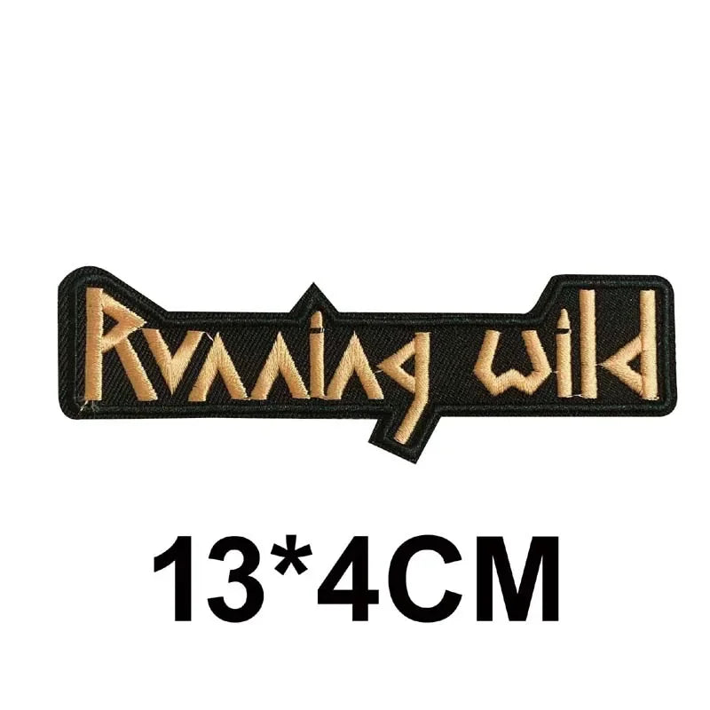 5PCS/ Text Clothing Stickers Fabric Applique Embroidery Iron On Patches,Punk Rock Music Band Badges Clothes Striped Sewing Patch Elk-Valley 3D