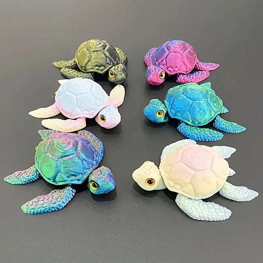 3D Printed Turtle Multi Joint Movable Ornament Versatile Shapes Creative Home Office Desktop Ornament 2025 New Year Gift Crafts Elk-Valley 3D