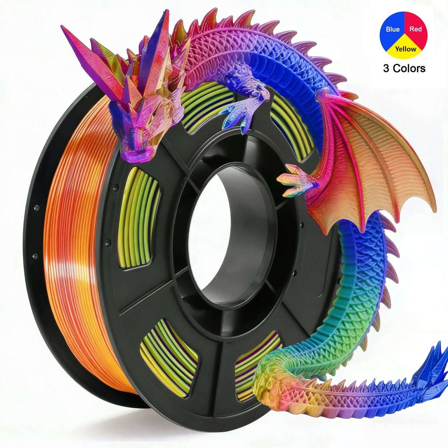 Tricolor Silk PLA 3D Printer Filament 1.75mm 250g(0.55lbs) Spool, High Precision Printing Material for Most FDM 3D Printers Elk-Valley 3D