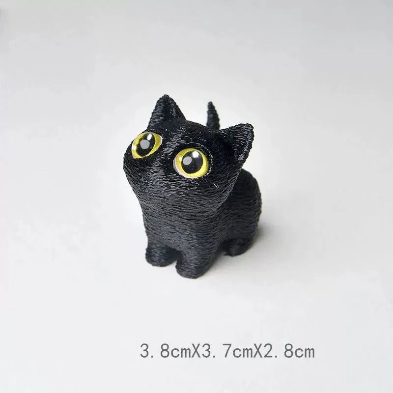 3D Printed Cat Ornament with Large Eyes Miniature Statue Miniature Adorable Kitten Micro-Scenery Craft Desktop Decoration