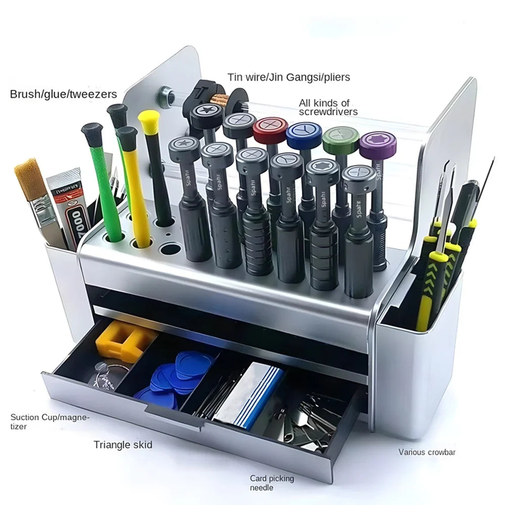 Multifunctional repair tool storage box, sorting parts storage box, screwdriver storage box, desktop storage maintenance tool. Elk-Valley 3D