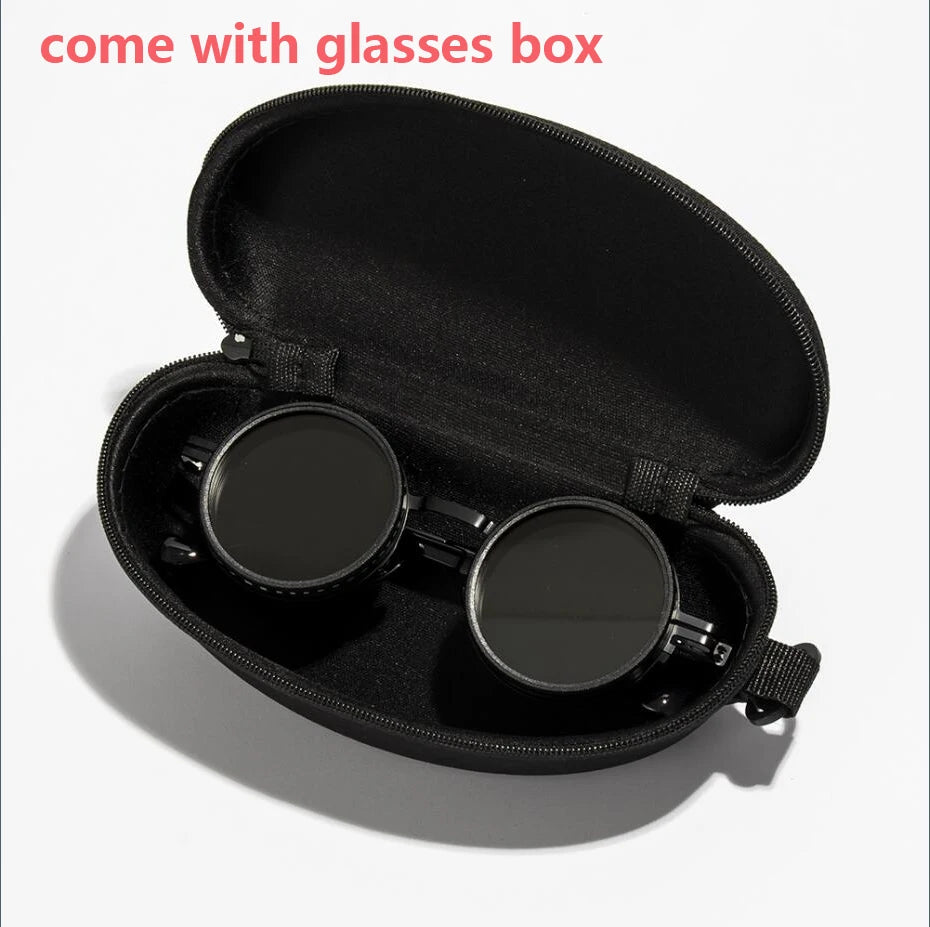 Polarized Round Sunglasses ND9 Adjustable Dimming Sun Glasses Men Women Retro Punk Men's Fishing Eyeglasses Outdoor Shades UV400 Elk-Valley 3D