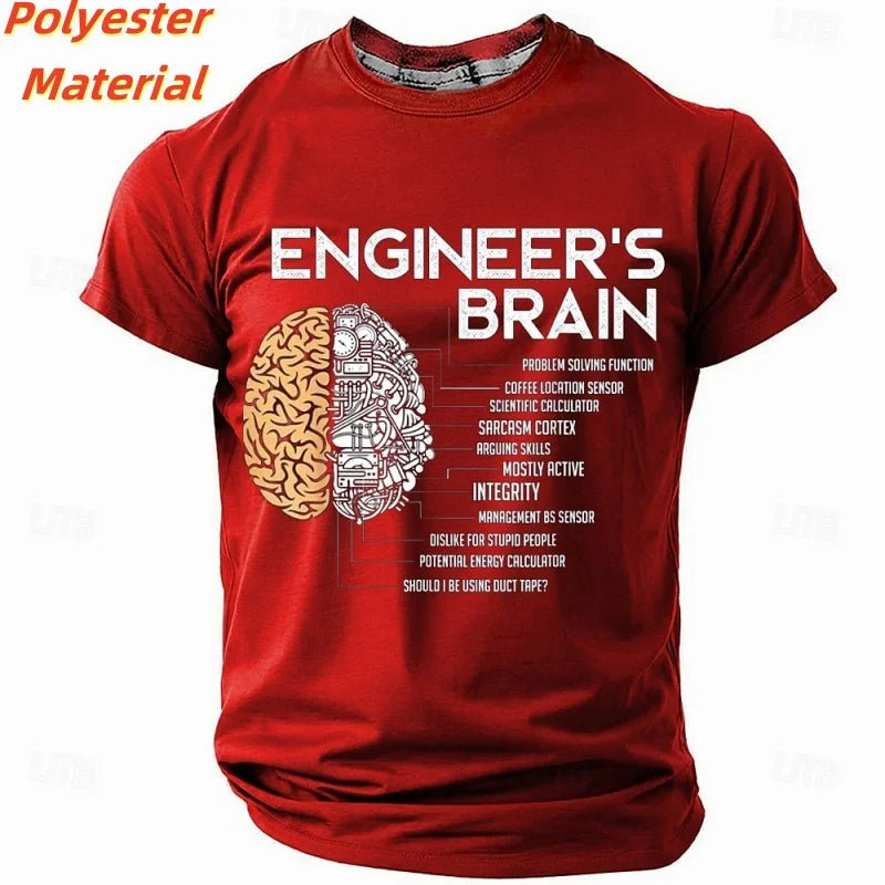3D Printed Mechanical Brain T Shirt For Men Fun Colorful Pattern T-Shirts Summer Round Neck Kids Short Sleeve Tees Fashion Tops Elk-Valley 3D