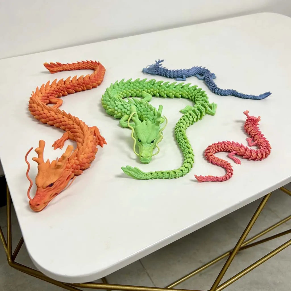 3D Printed Chinese Dragon Statue, Flexible 3D Printed Animal, Couple, Lover, Gift, 30cm/11.81 Inches, 60cm/23.62 Inches Elk-Valley 3D
