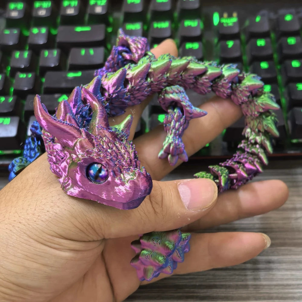 22-30CM 3D Printed Simulated Eyes Flying Dragon Baby Ornaments Joints Can Move Dragon Rockery Fish Tank Landscaping Decoration Elk-Valley 3D