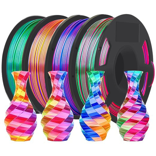 3D Printer Filament PLA 1.75mm 1kg 500g 250g Tricolors Filament Silk PLA Triple Color 3D Material Shiny Filament Multicolor