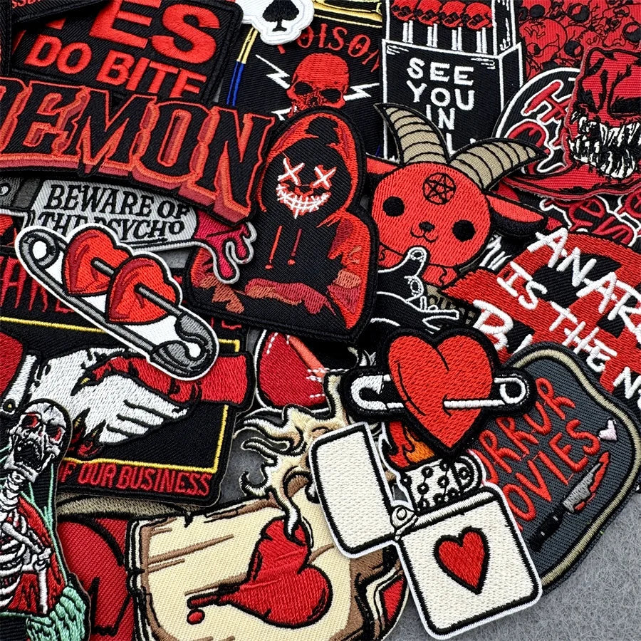 40pcs/lot PUNK Assorted  Iron on Patches Applique for Clothing DIY Embroidery Patches Decoration Stripes Stickers Jean Jacket Elk-Valley 3D