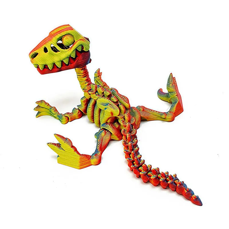 Mini 3D Printed Dinosaur Skeleton Model Movable Joints Velociraptor Decor Office Desk Ornament Kids Gift Home Decoration Elk-Valley 3D